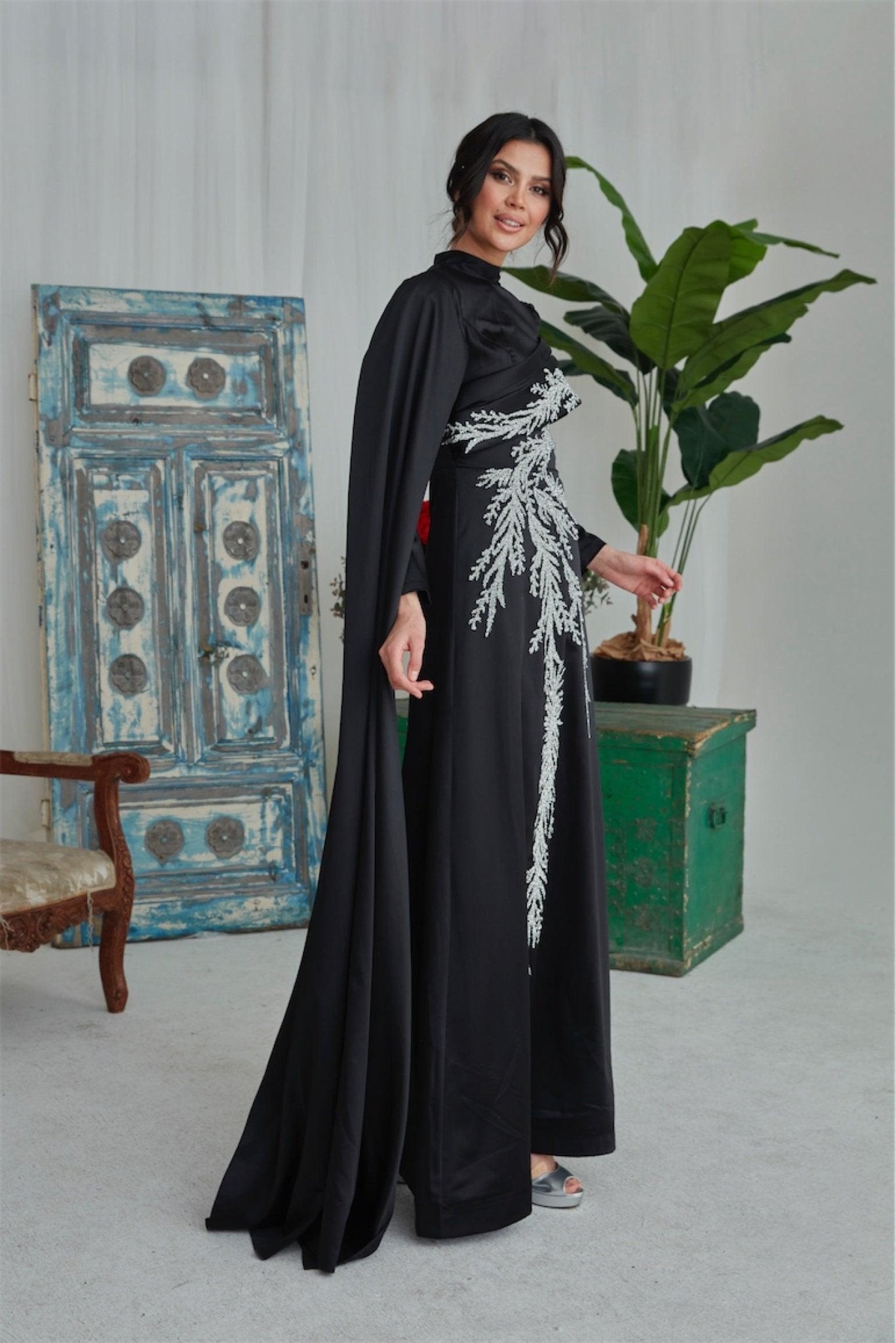 Emily Hijab Abendkleid – Ölgrün