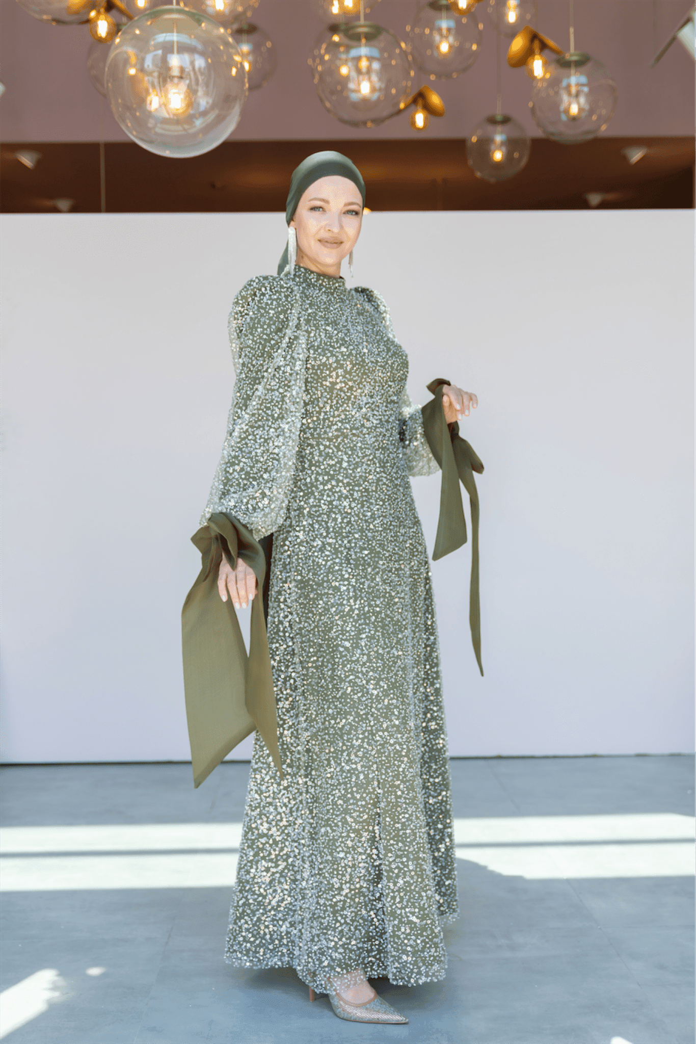 Melena Hijab Evening Dress - Khaki