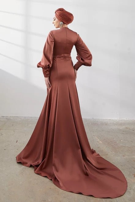 Minel Hijab Evening Dress - Tile