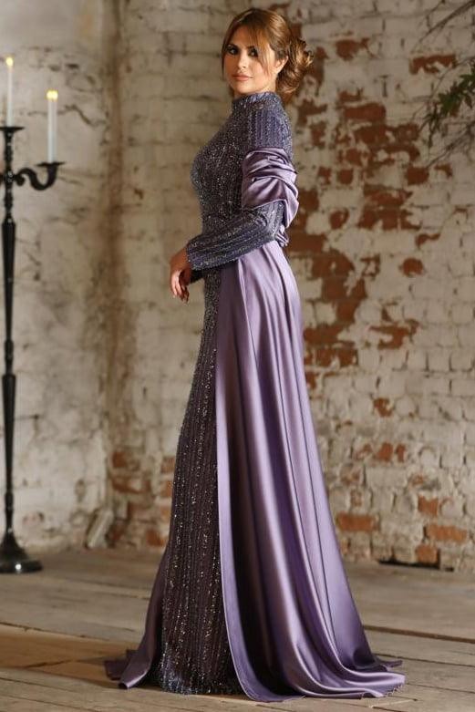 Elisa Hijab Evening Dress - Lilac