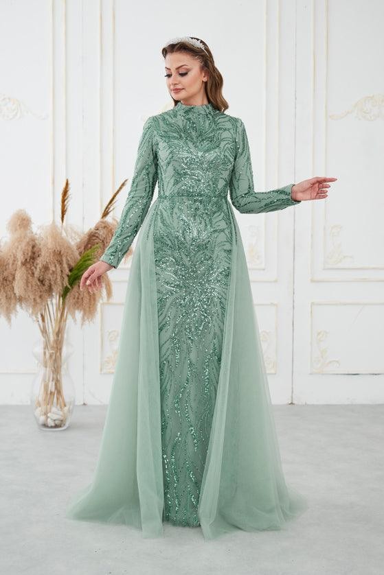 Liva Hijab Evening Dress - Mint