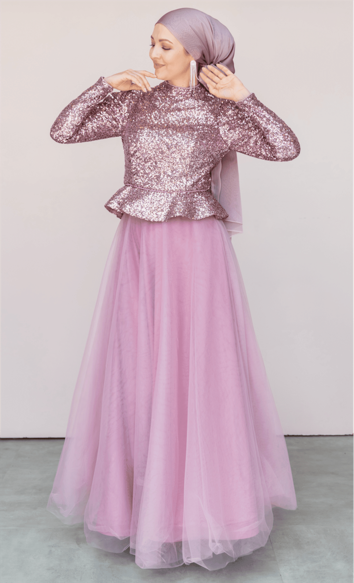 Sequin Peplum Jacket Tutu Skirt Suit Evening Dress - Pink