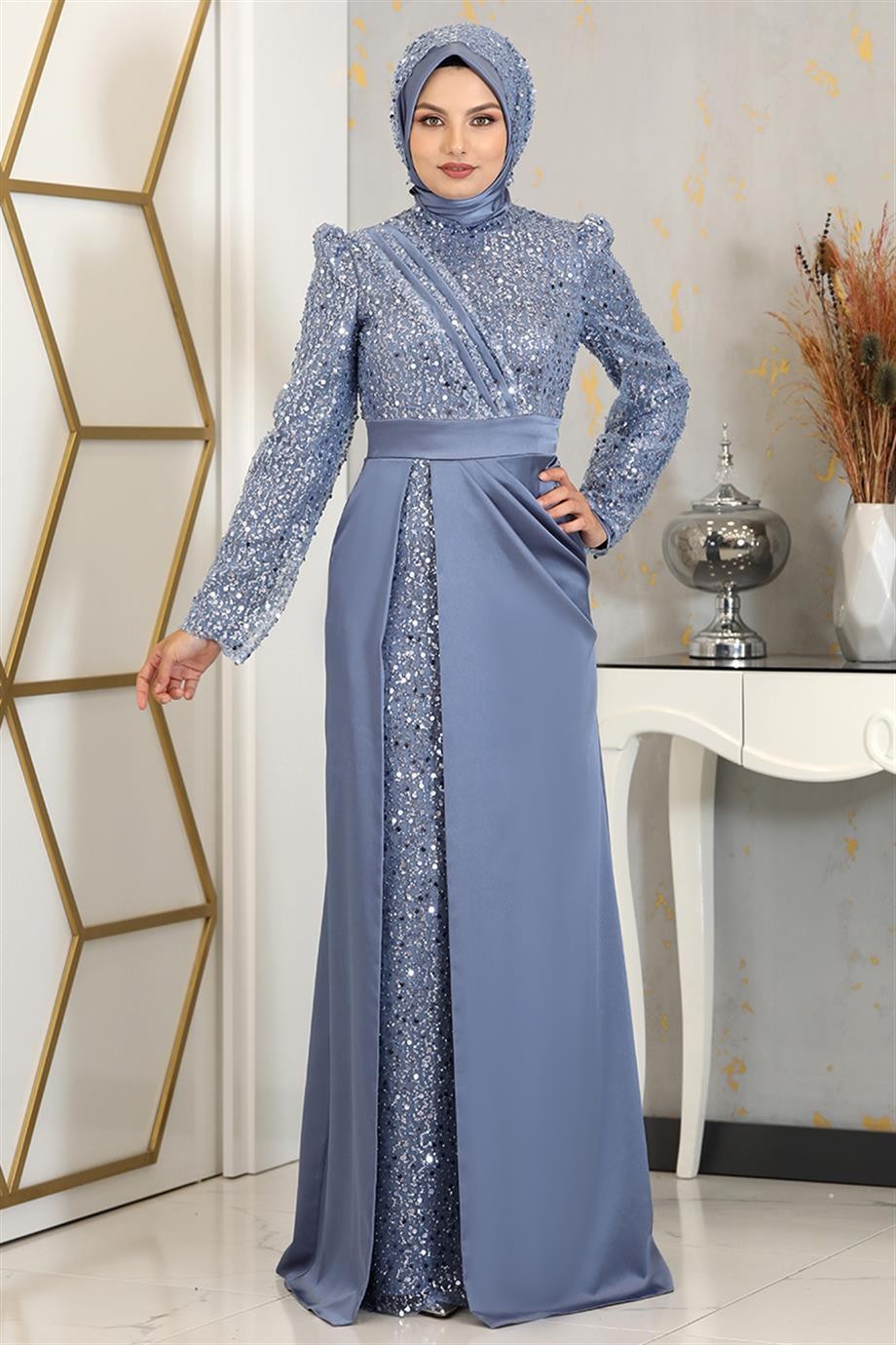 Şehrazat Hijab Abendkleid Blau