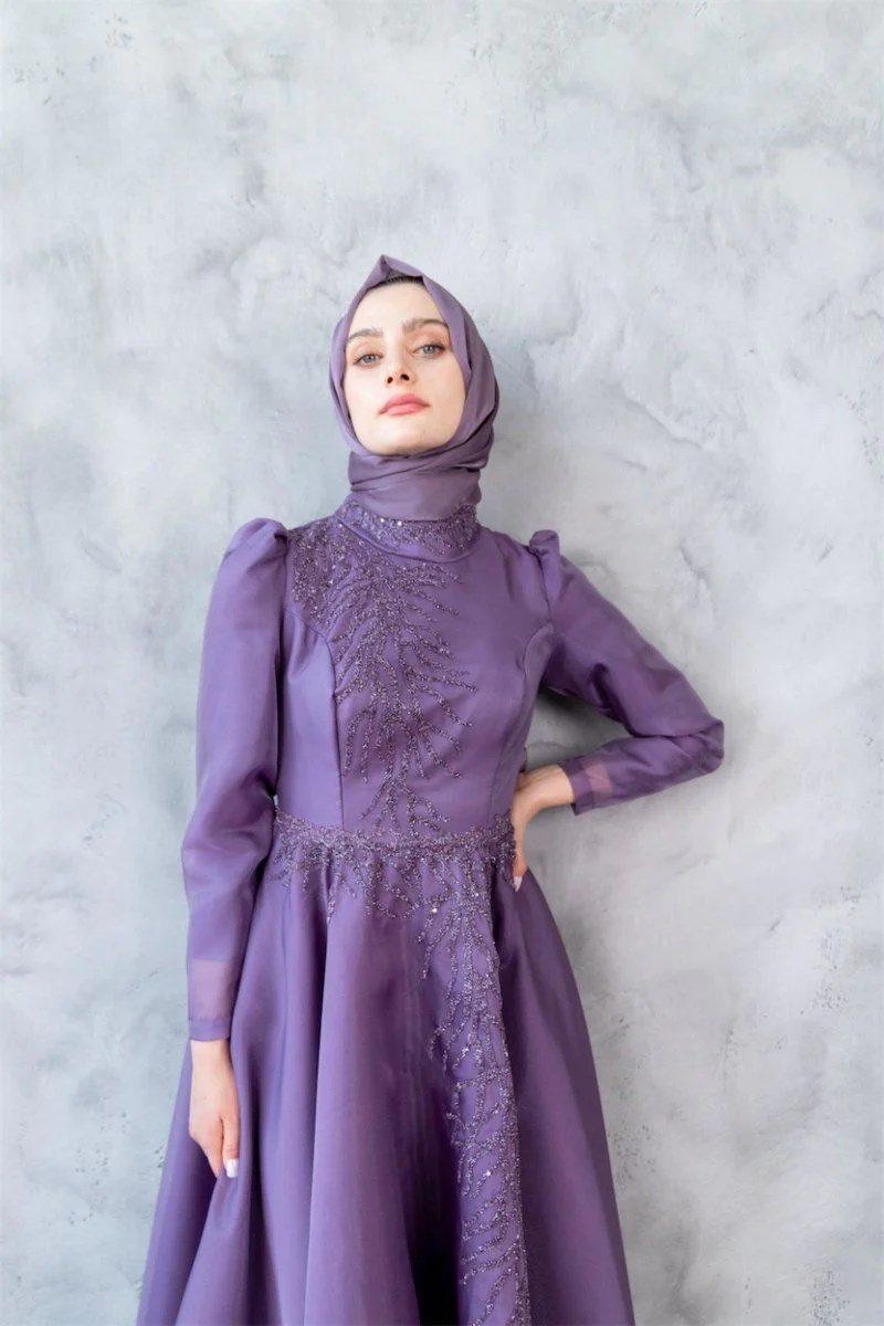 Mimoza Hijab Evening Dress - Lilac