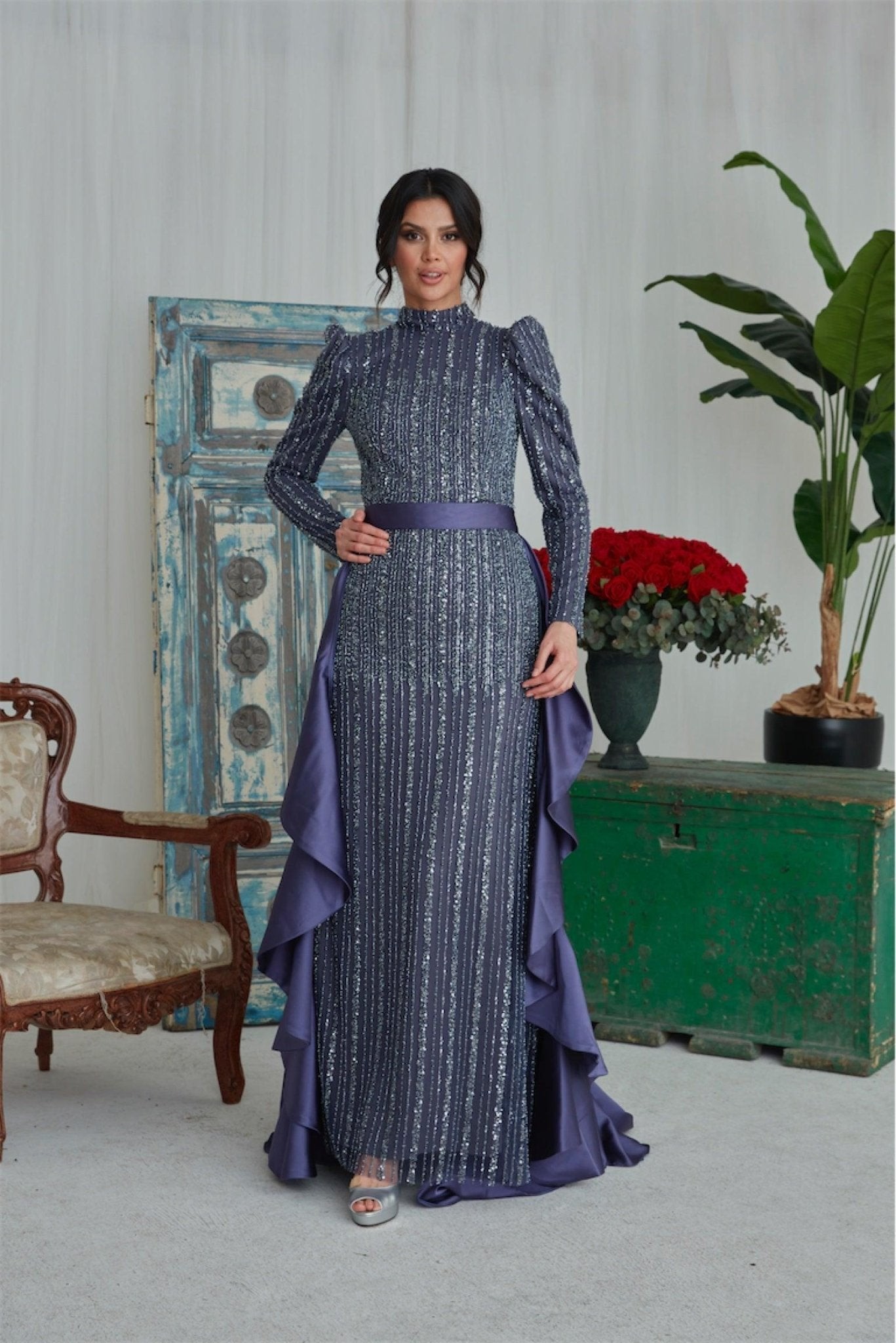 Karin Hijab Evening Dress - Purple