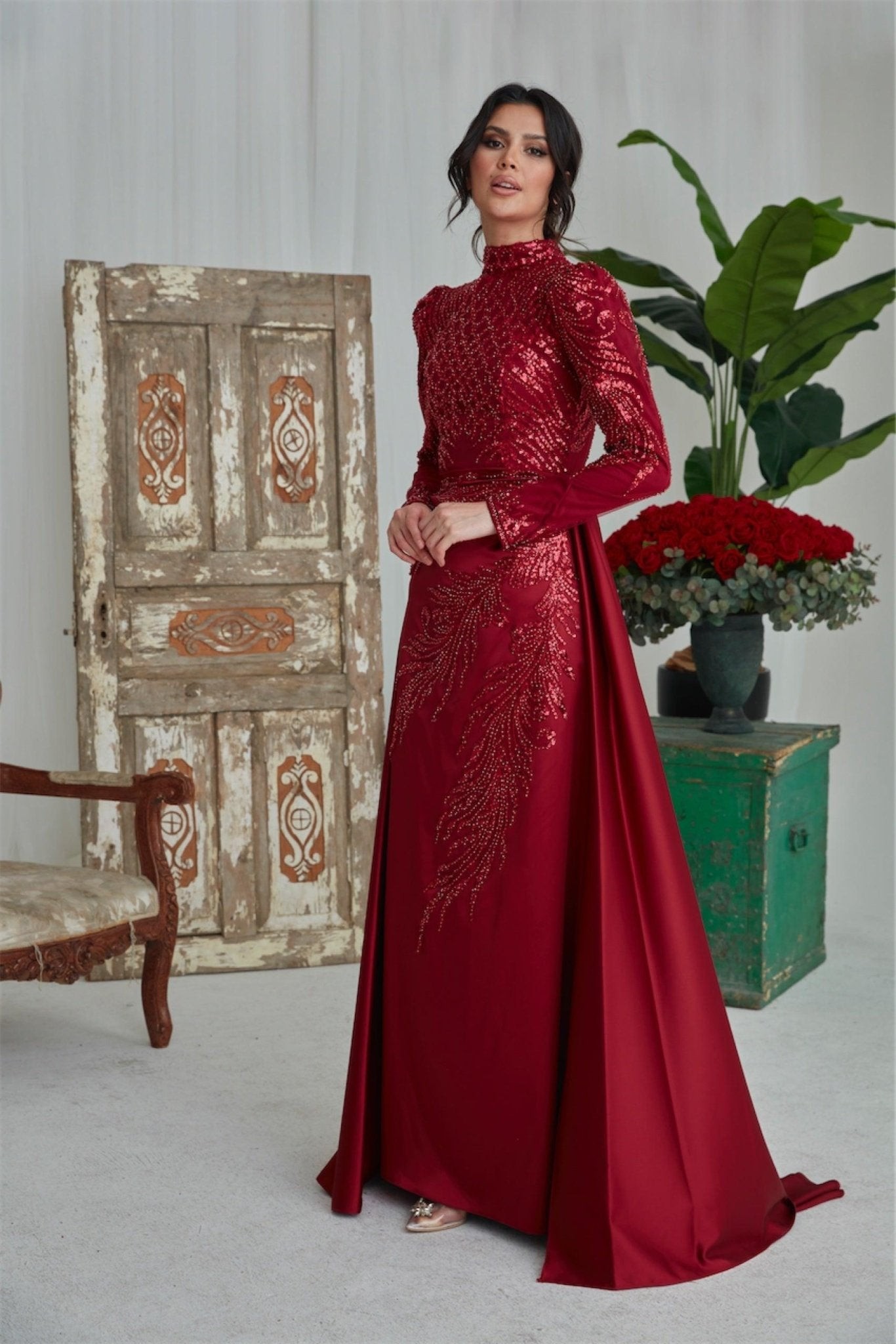 Darla Hijab Evening Dress - Emerald