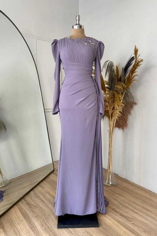 Suzanna Hijab Evening Dress - Lilac