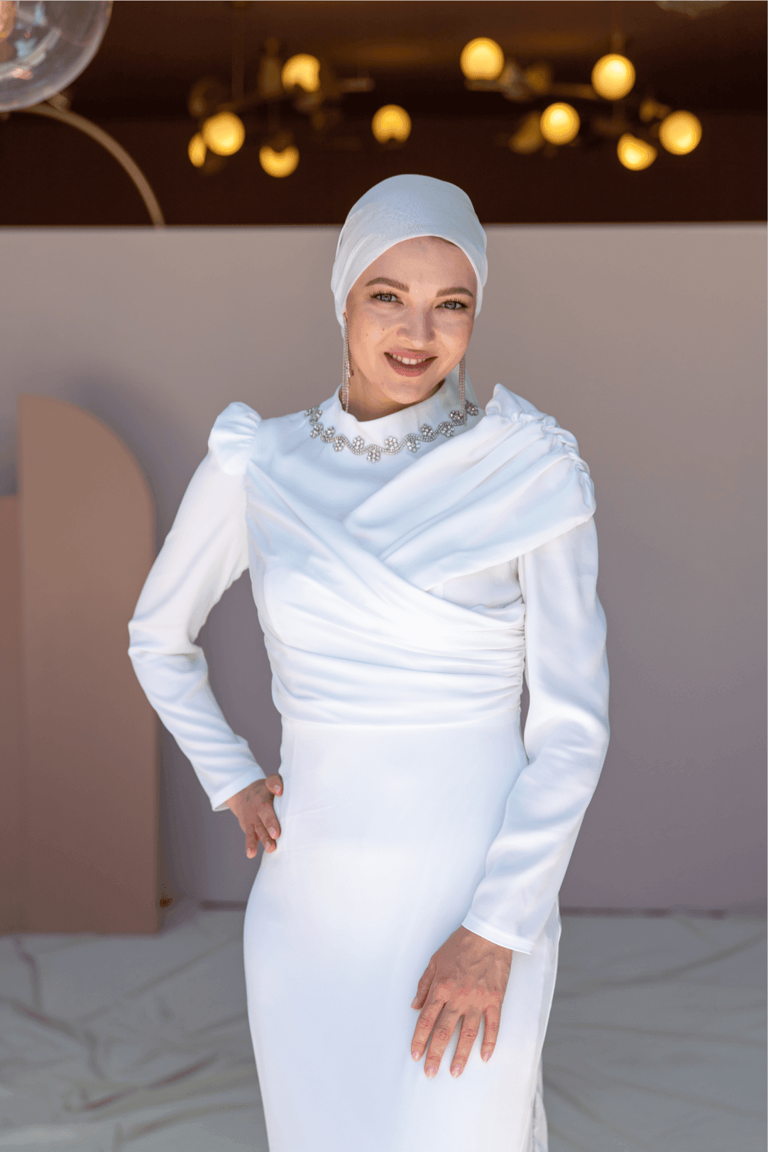 Esperanza Hijab Evening Dress - White