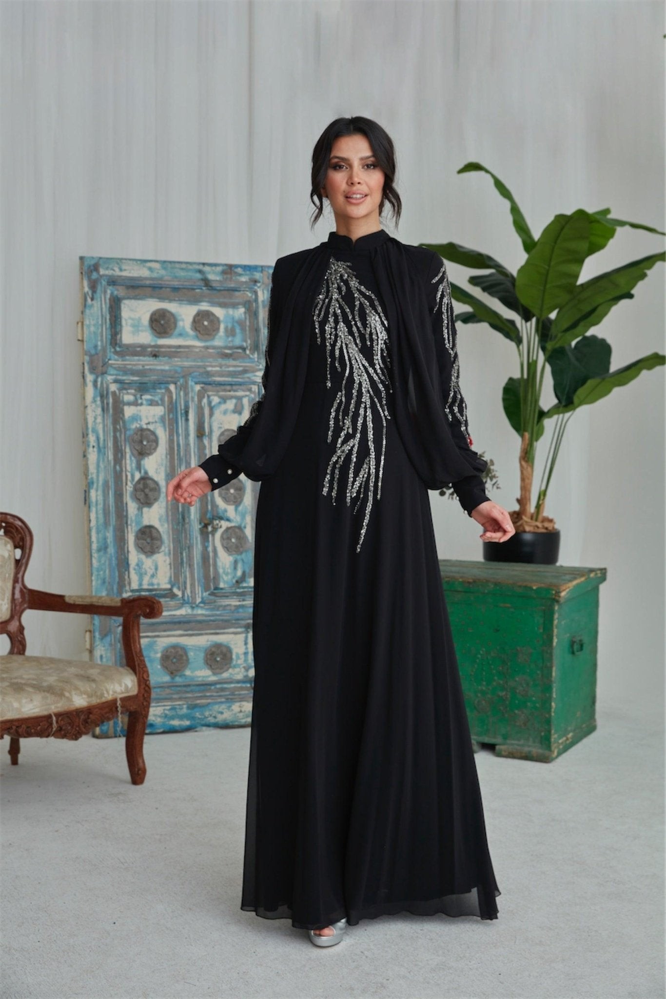 Nalan Hijab-Abendkleid – Schwarz