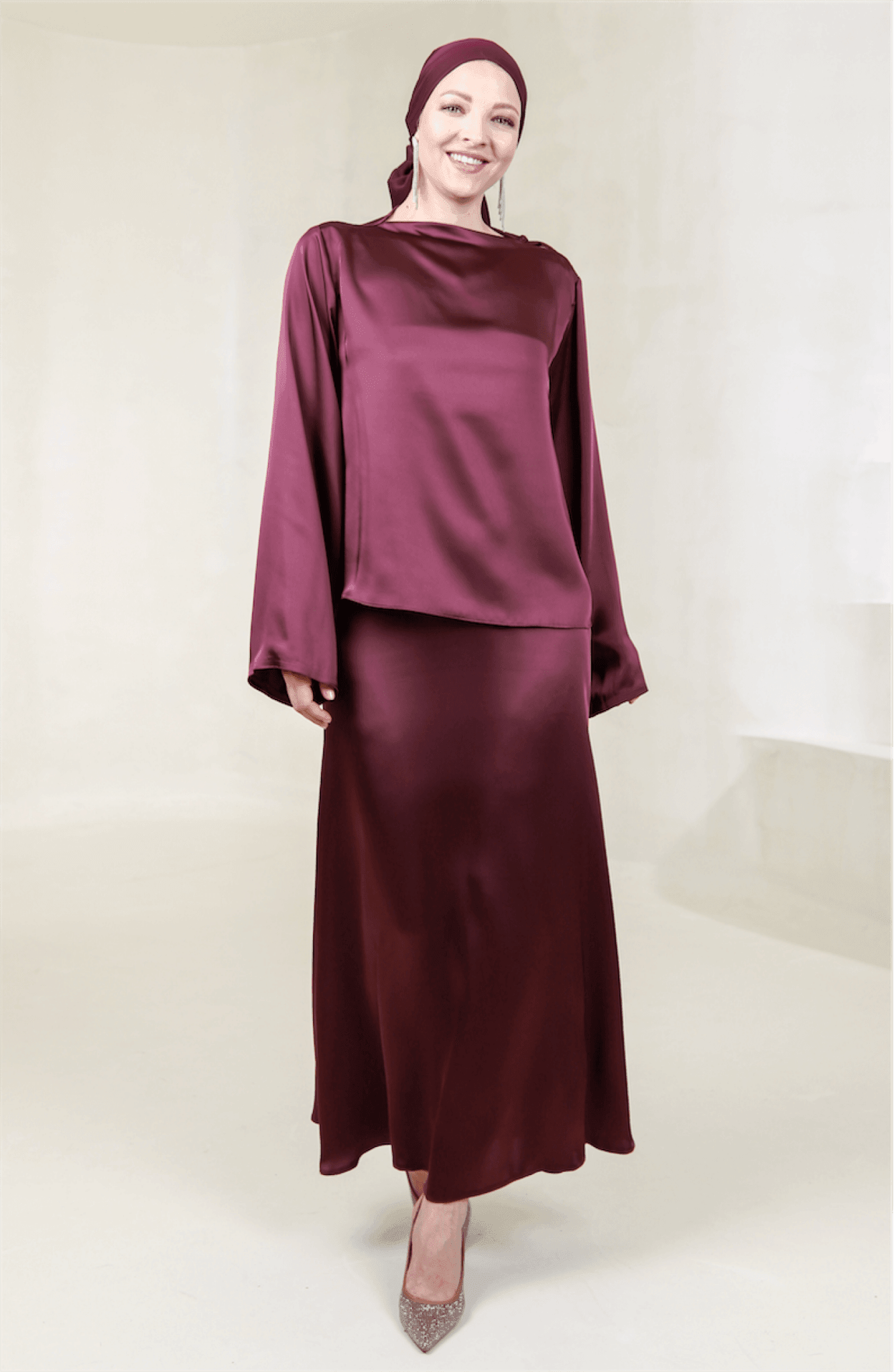 Candida Hijab Suit - Claret Red