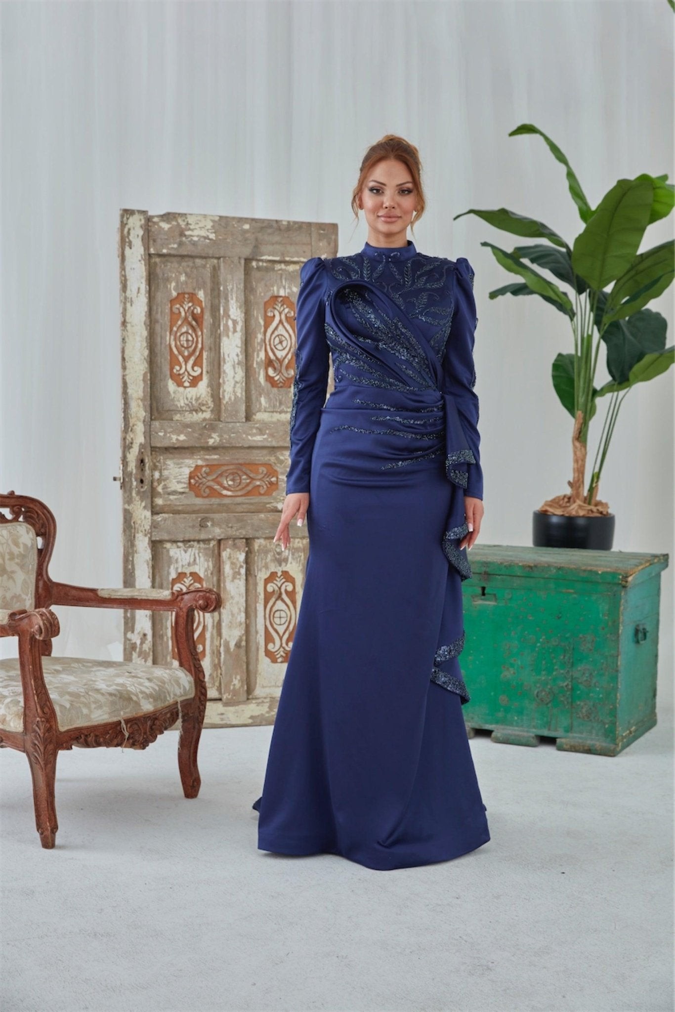 Hale Hijab Abendkleid – Grau