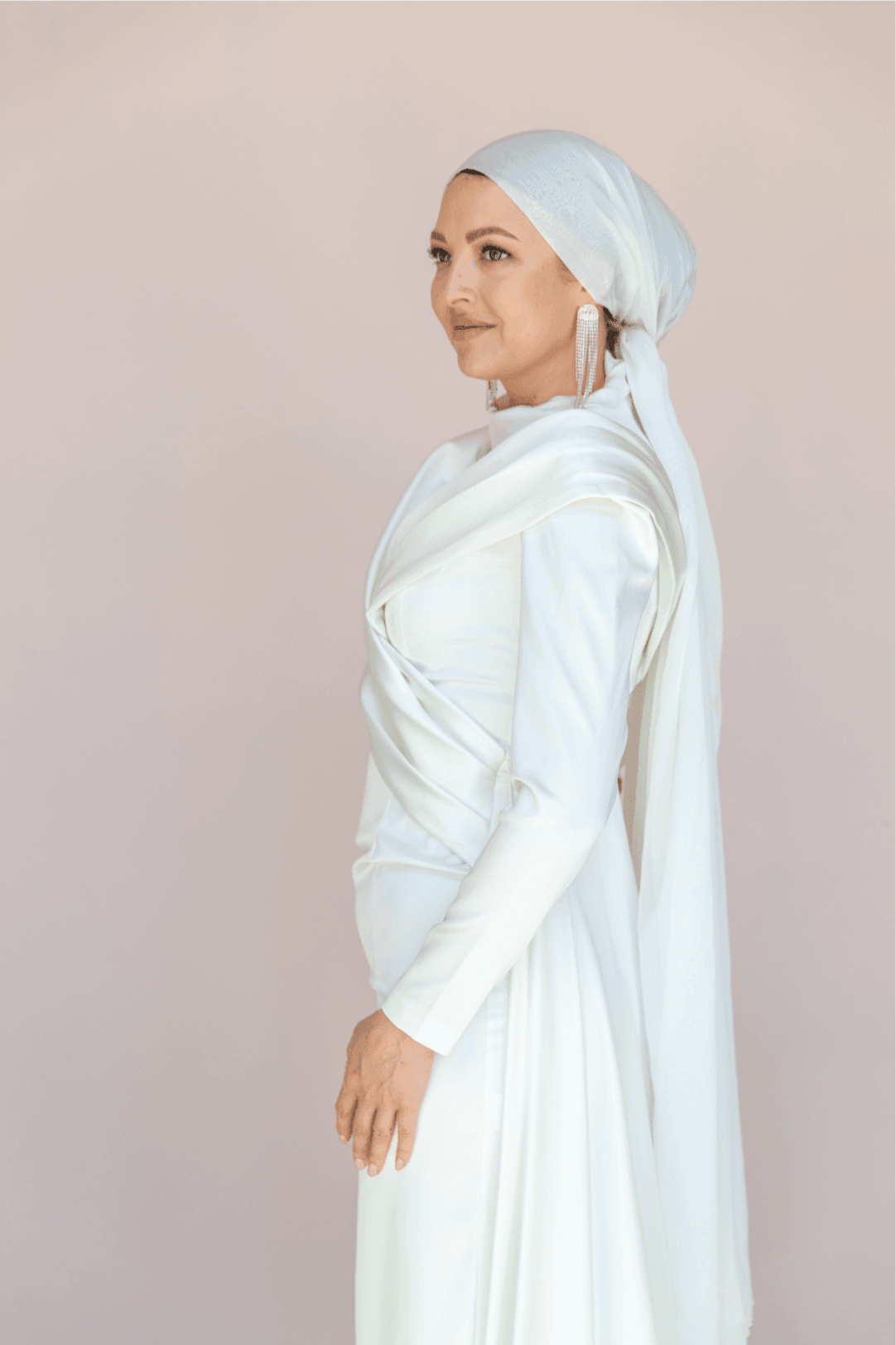 Glorinda Hijab Evening Dress - White