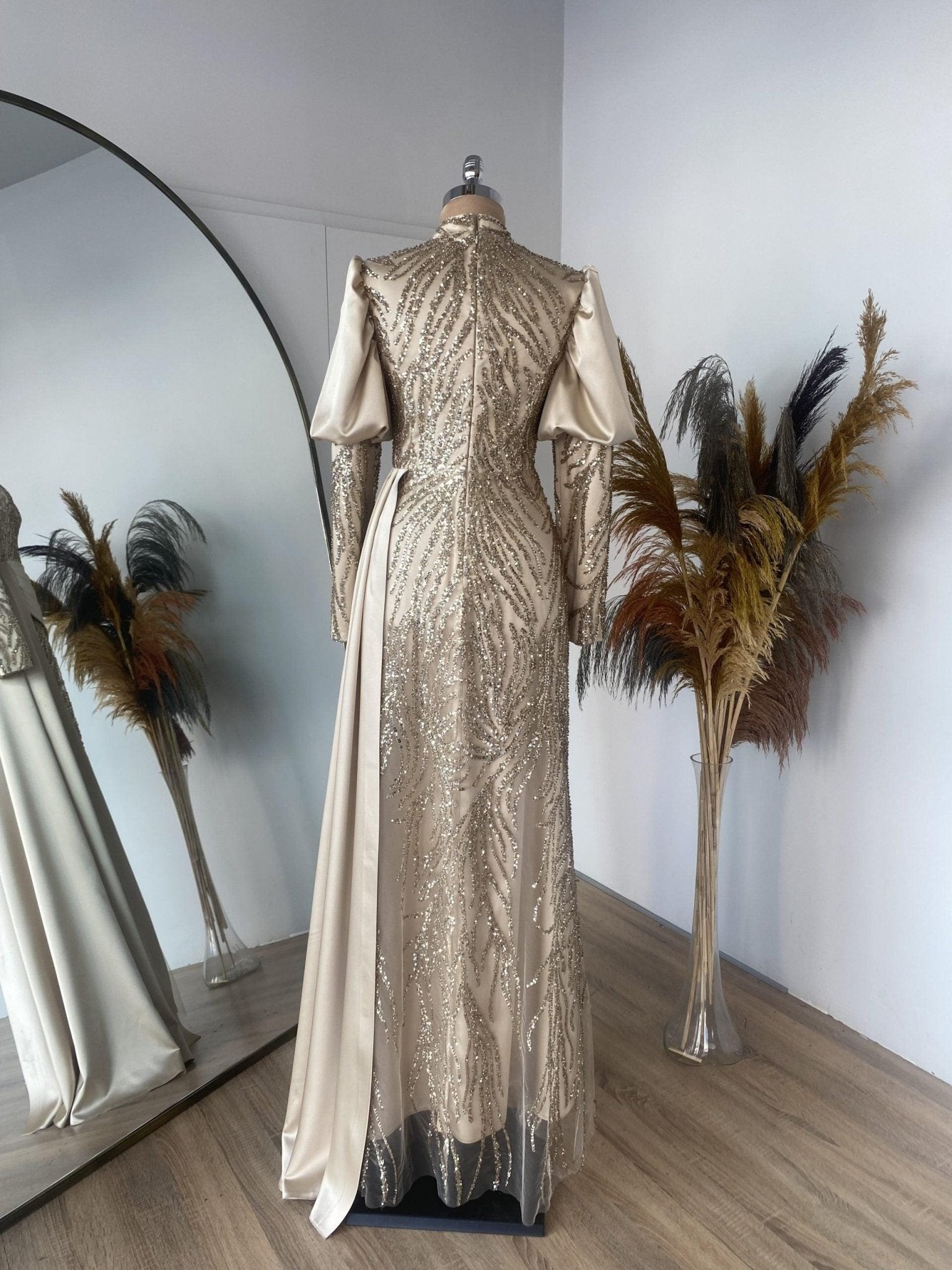 Elena Hijab Evening Dress - Gold