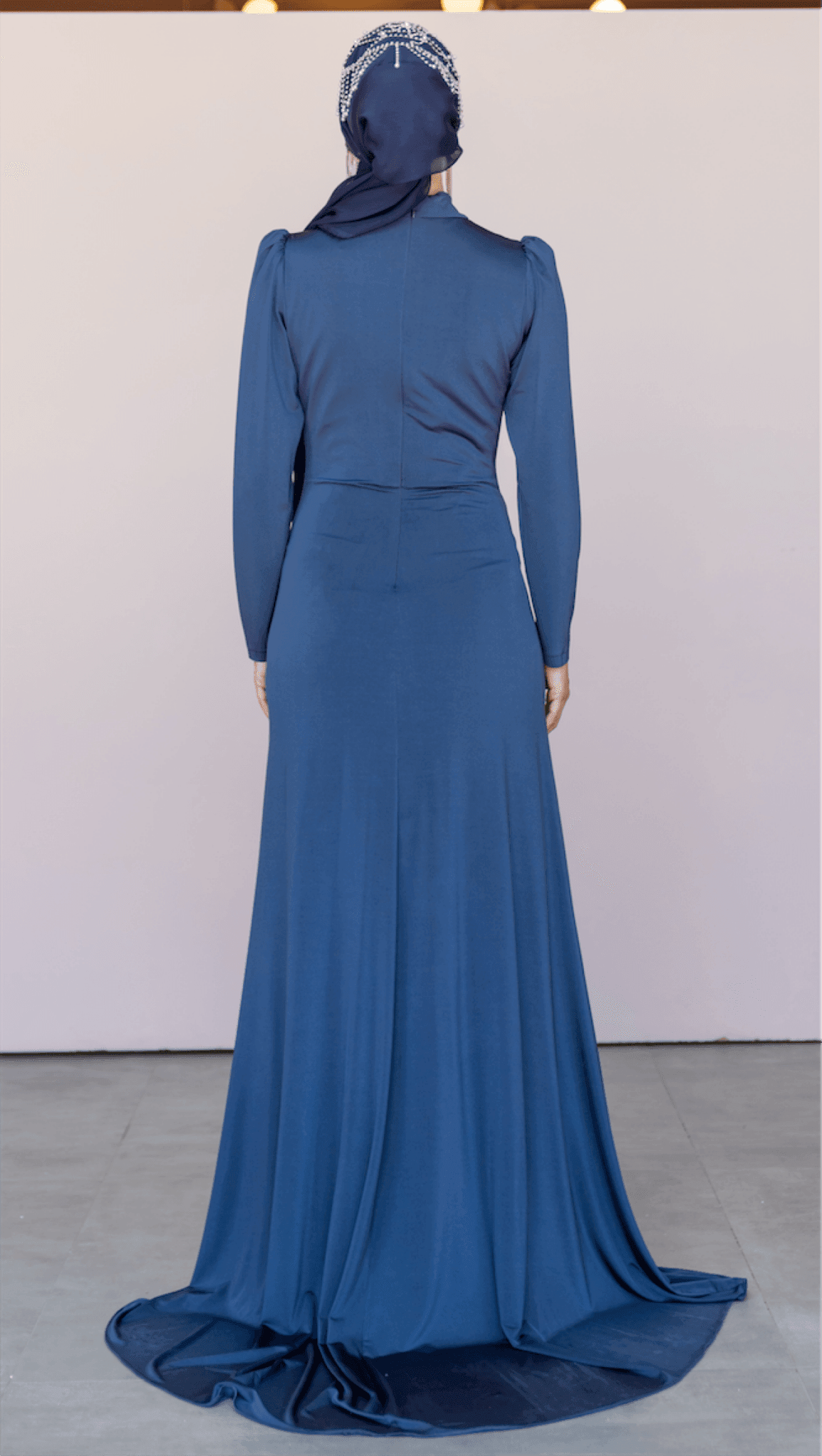 Lydia Hijab Evening Dress - Navy Blue