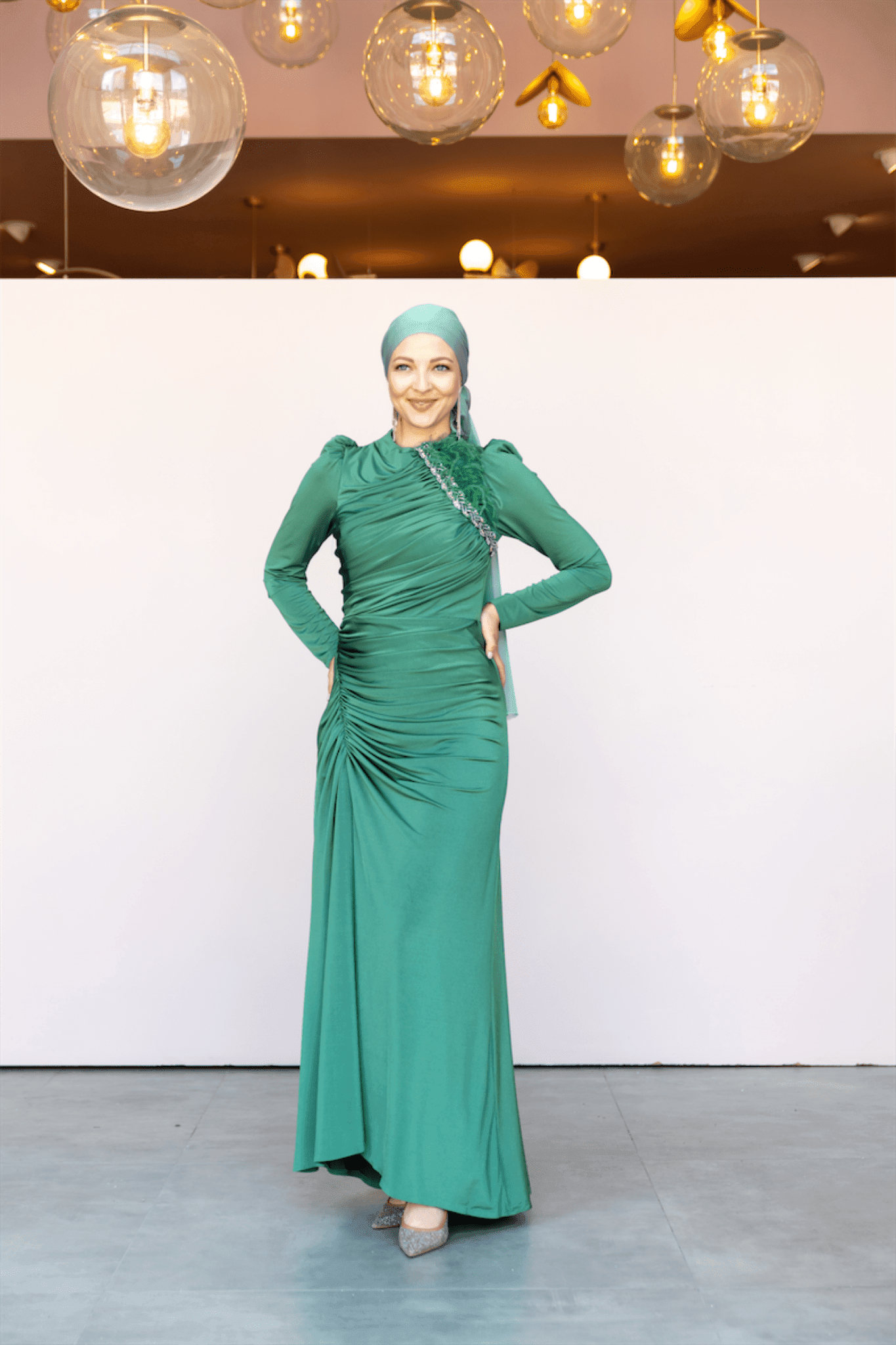 Setri Hijab Evening Dress - Green