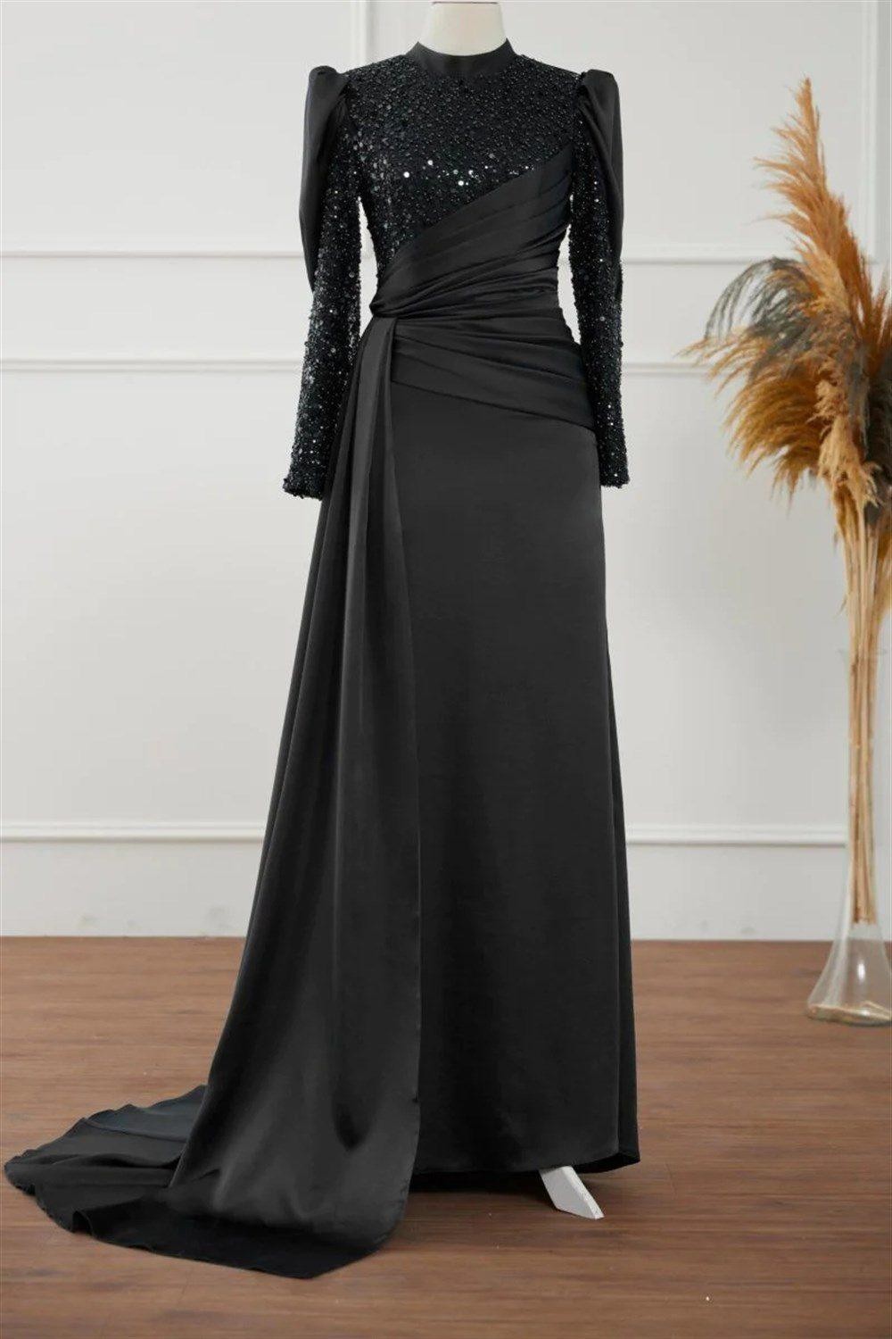 Karel Hijab Evening Dress - Black