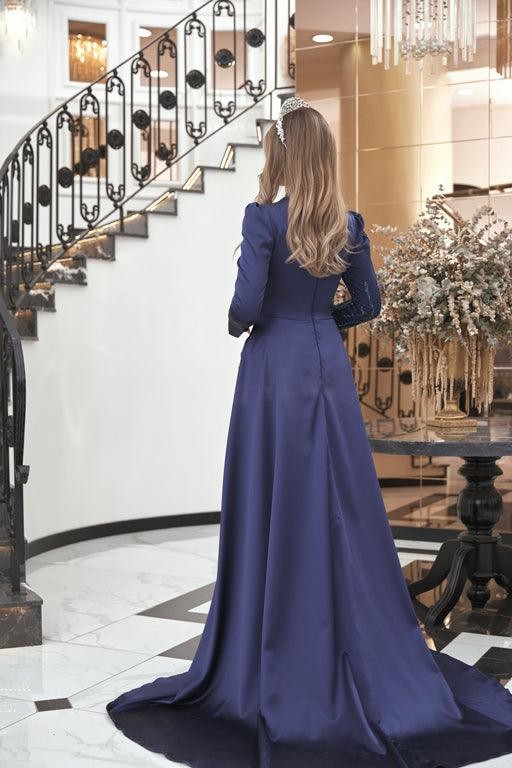 Helen Hijab Evening Dress - Navy Blue
