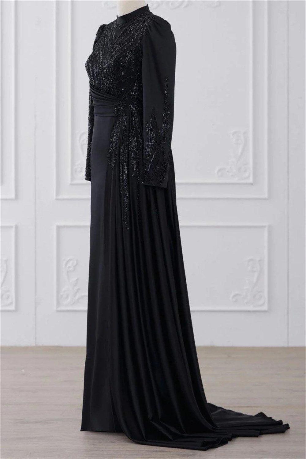 Talisman Hijab Evening Dress - Black