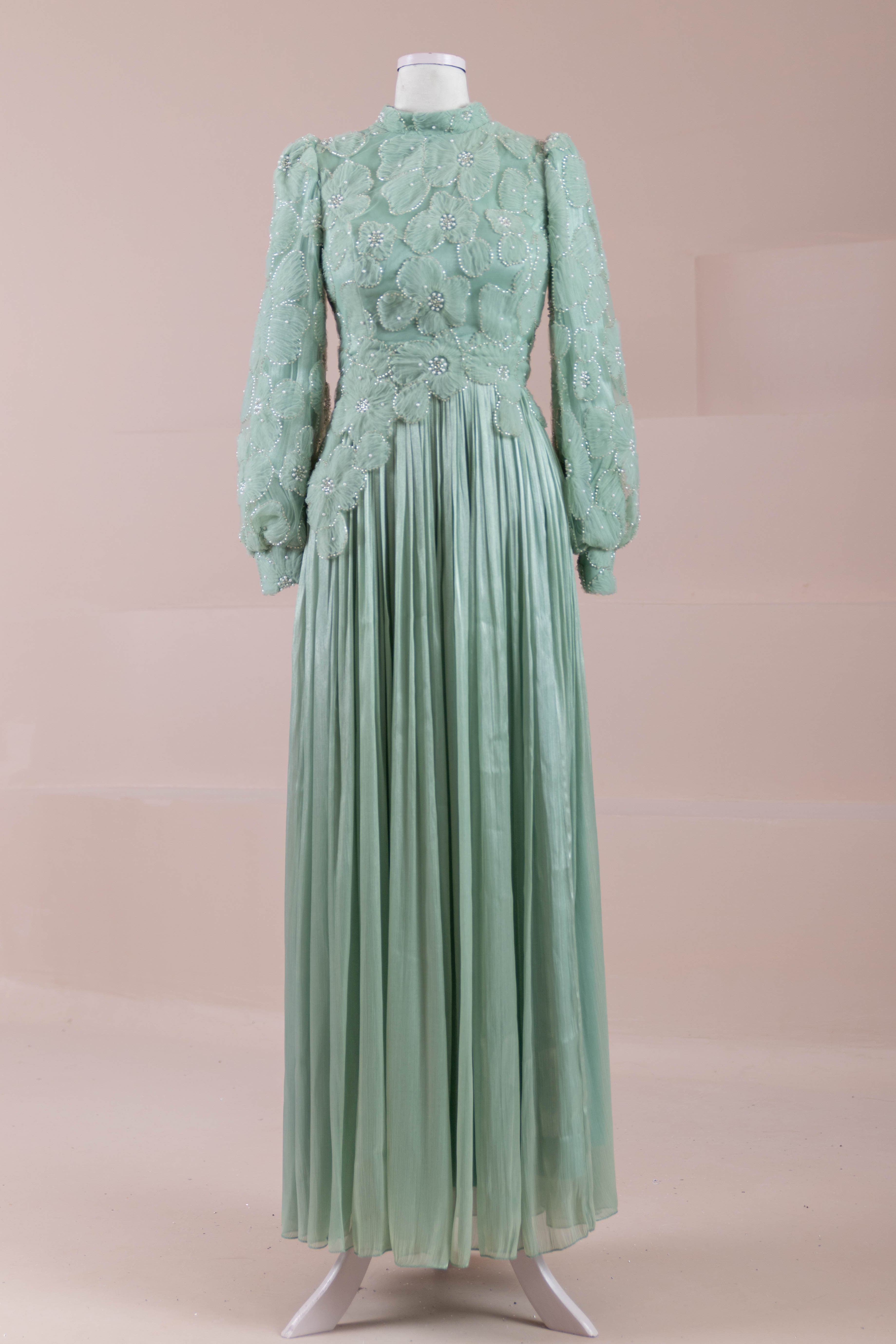 Alora Tesettür Abiye - mint yeşili