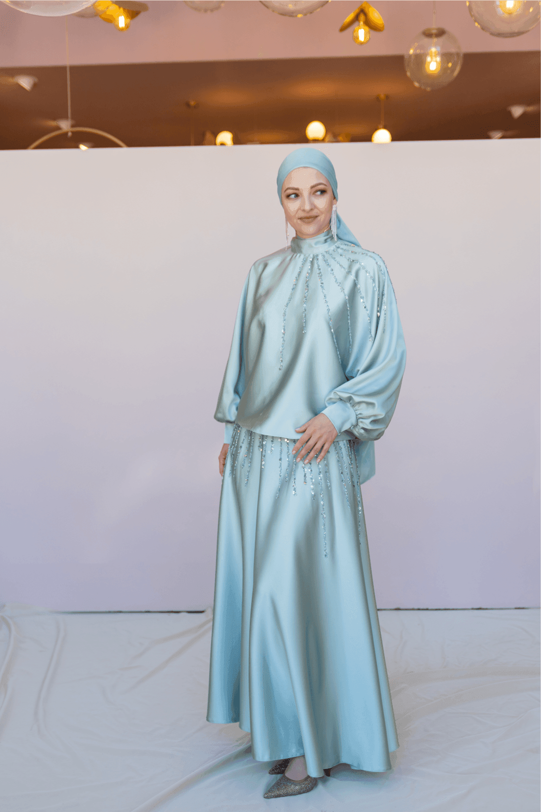 Fiona Hijab Suit - Water Green