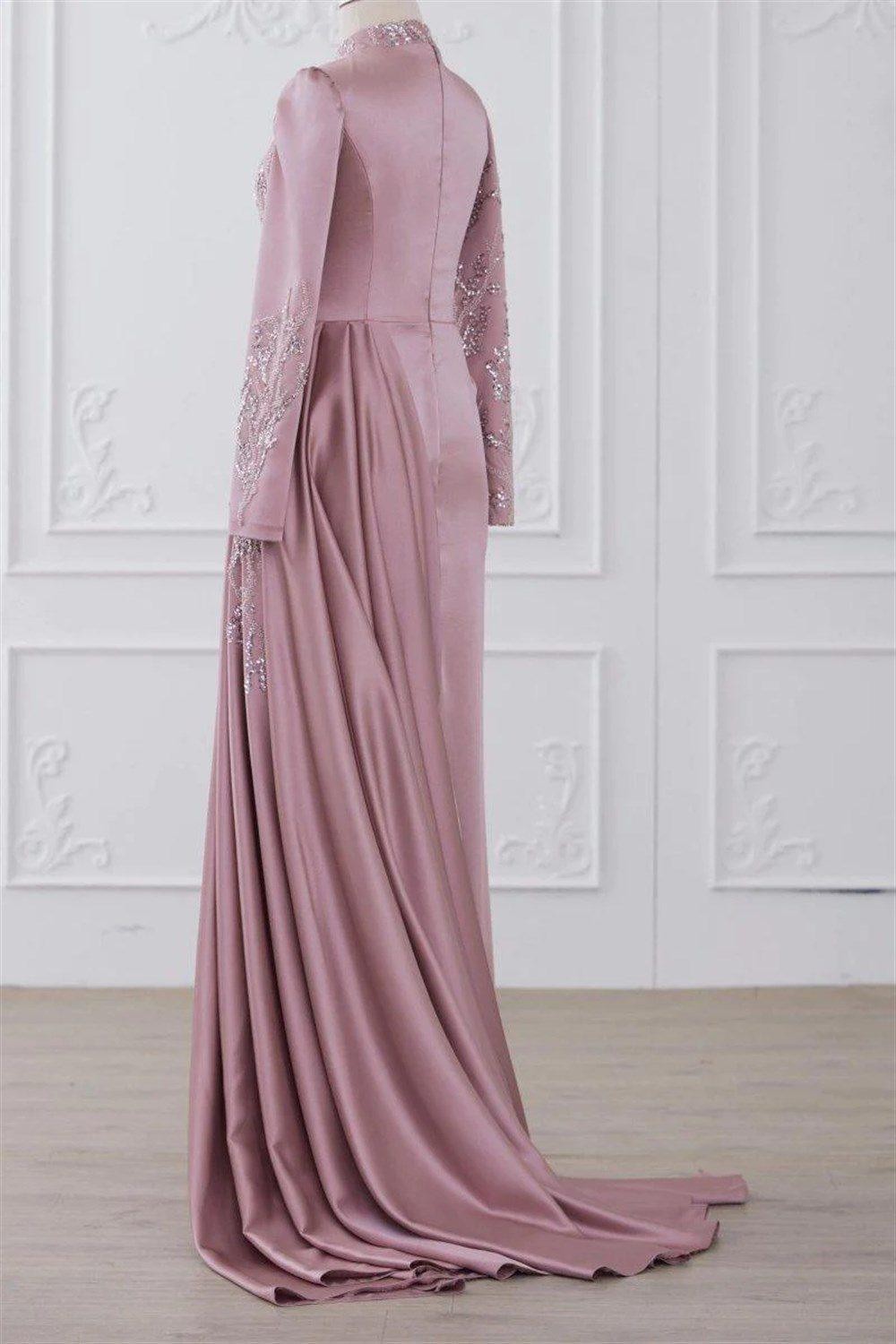 Talisman Hijab Evening Dress - Powder