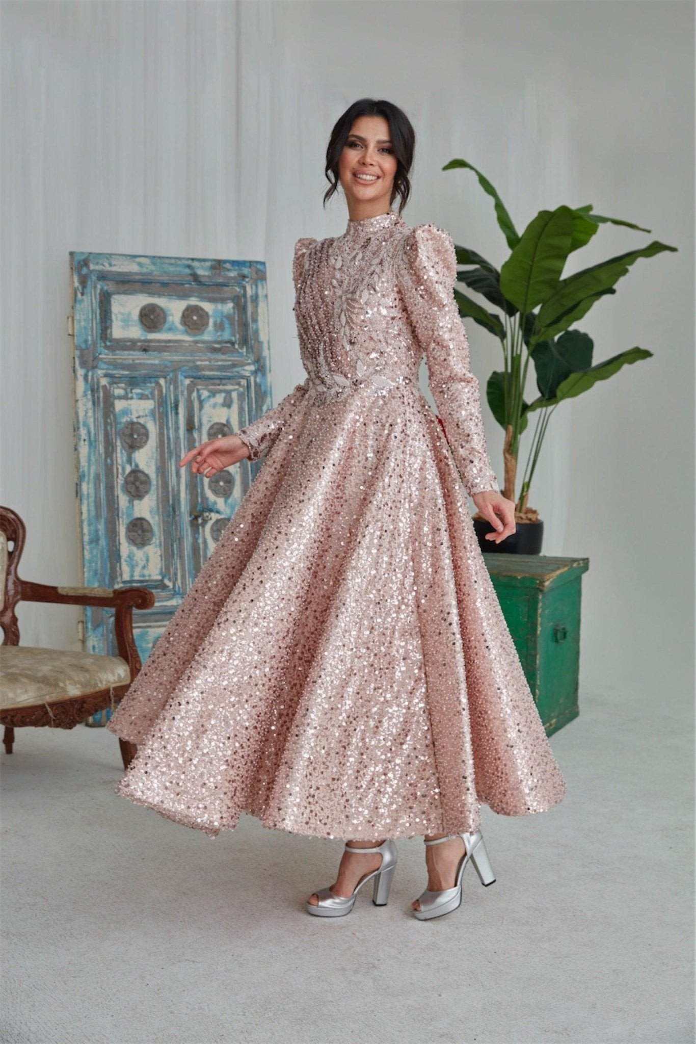 Berdis Hijab-Abendkleid – Puder