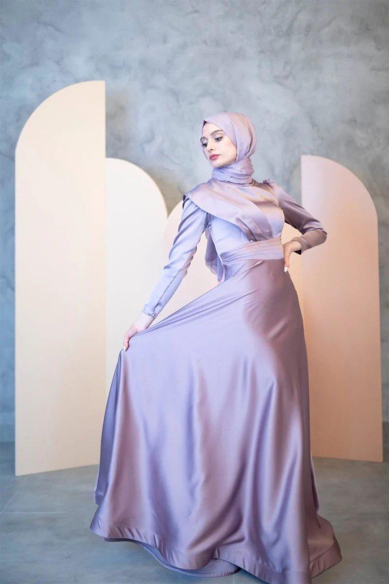 Helen Hijab Evening Dress - Lilac