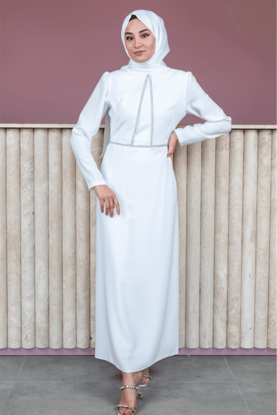 Alya Hijab Evening Dress - White