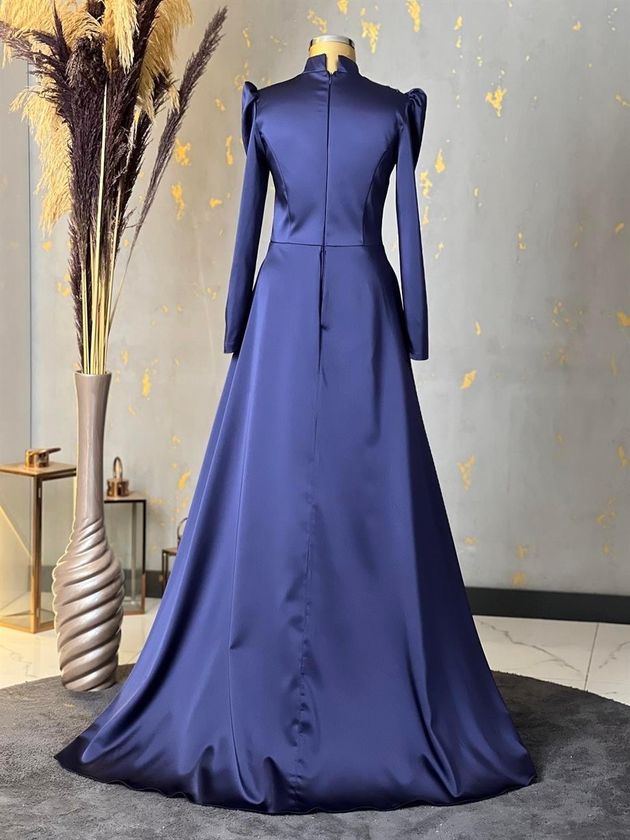 Damla Hijab Abendkleid Marineblau