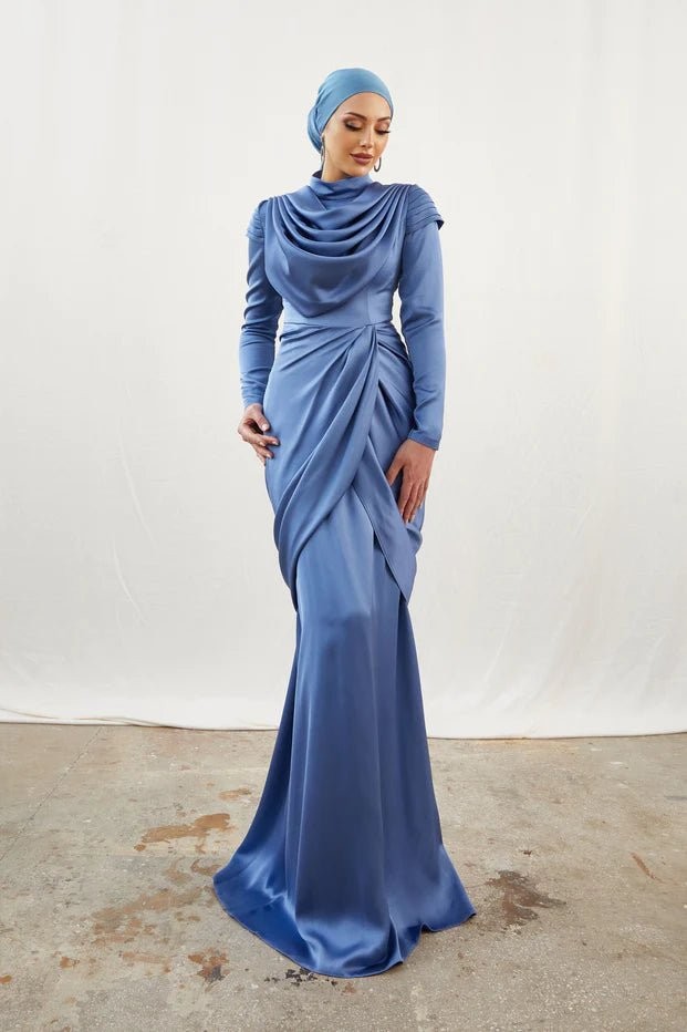 Sanem Indigo Hijab Evening Dress