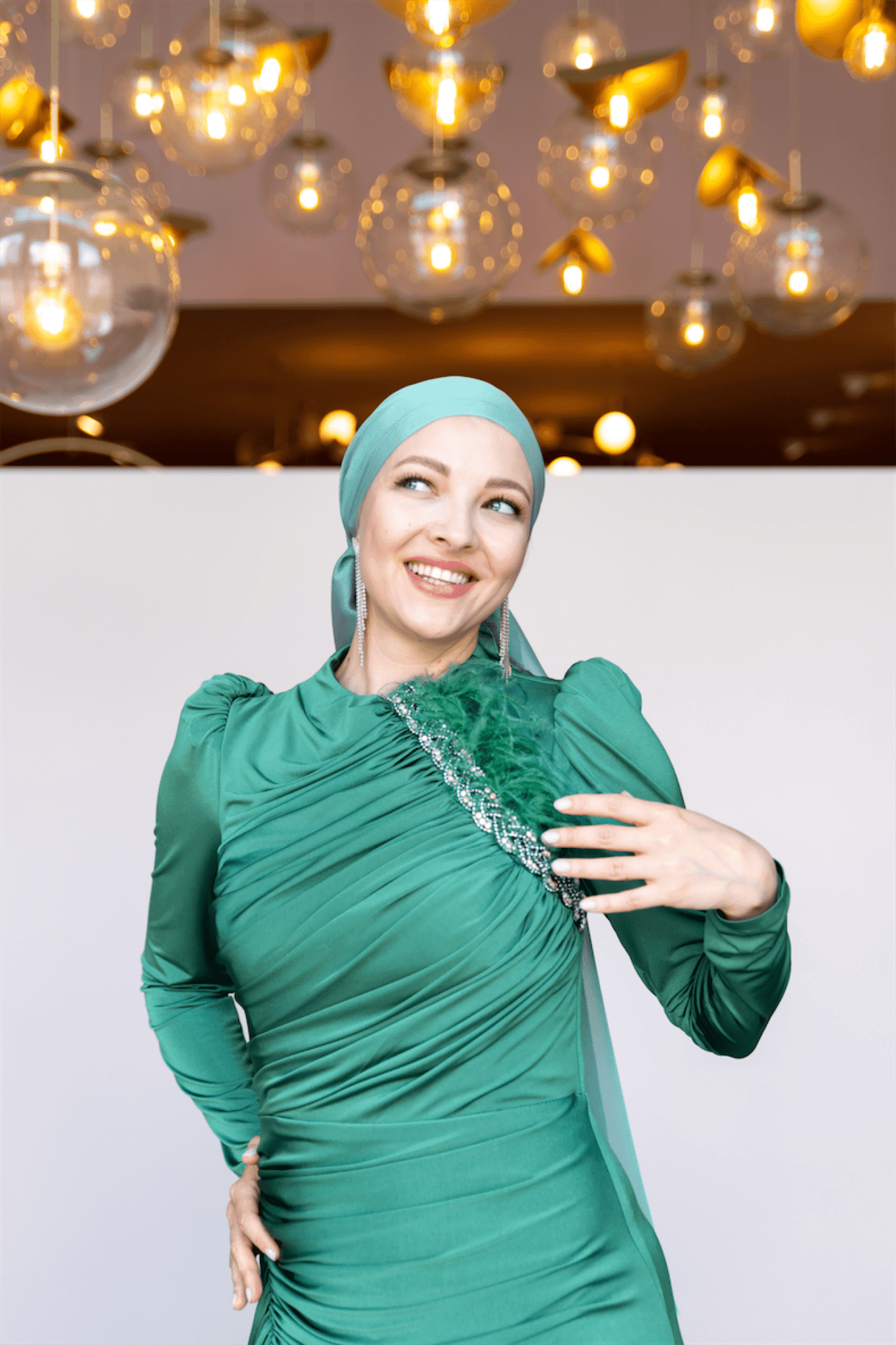 Setri Hijab Evening Dress - Green