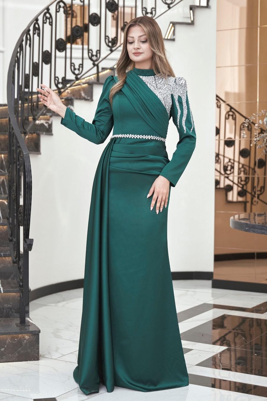 Talu Hijab Evening Dress - Emerald