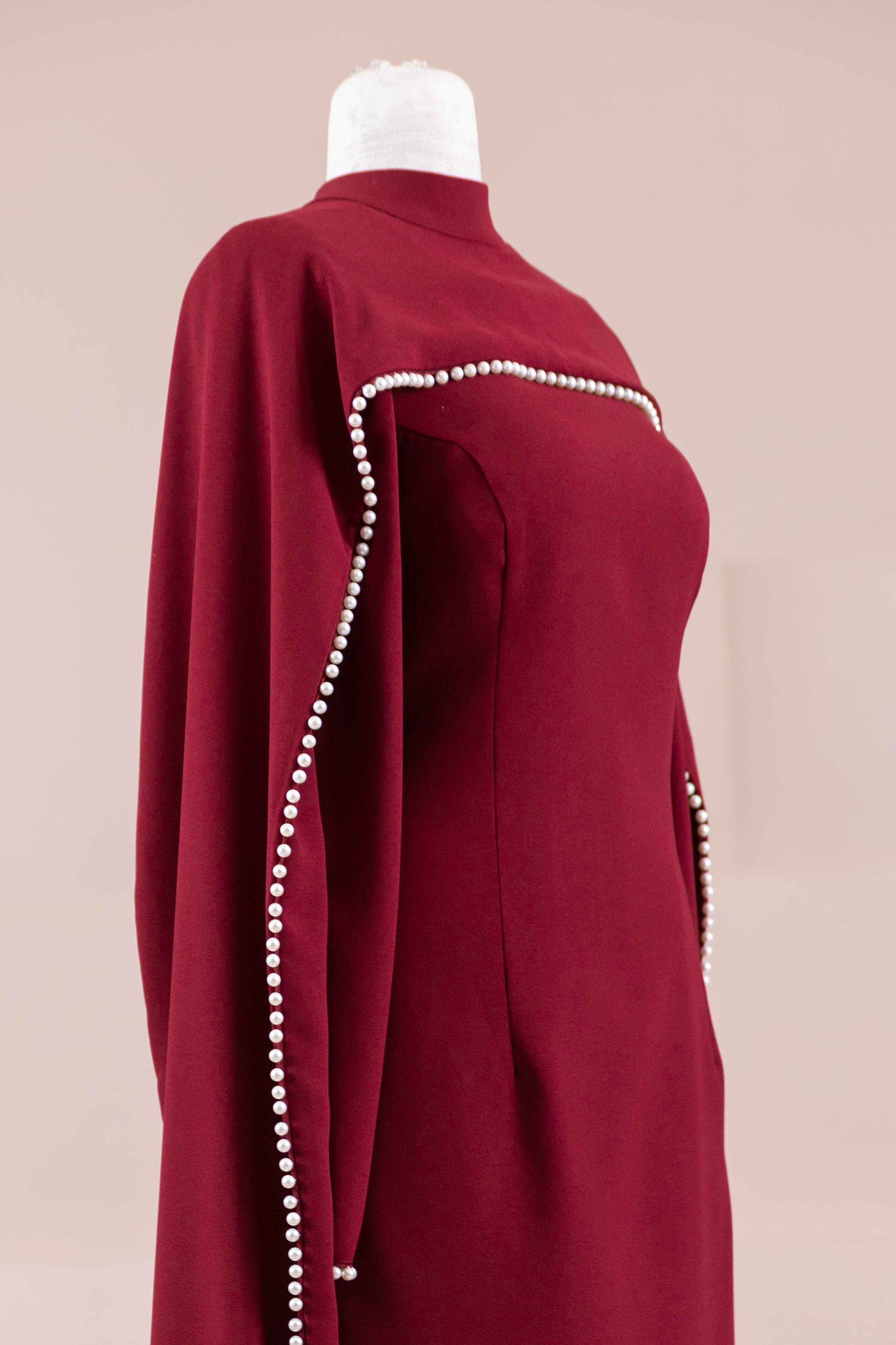 Jawhar Tesettür Abiye  - Burgundy