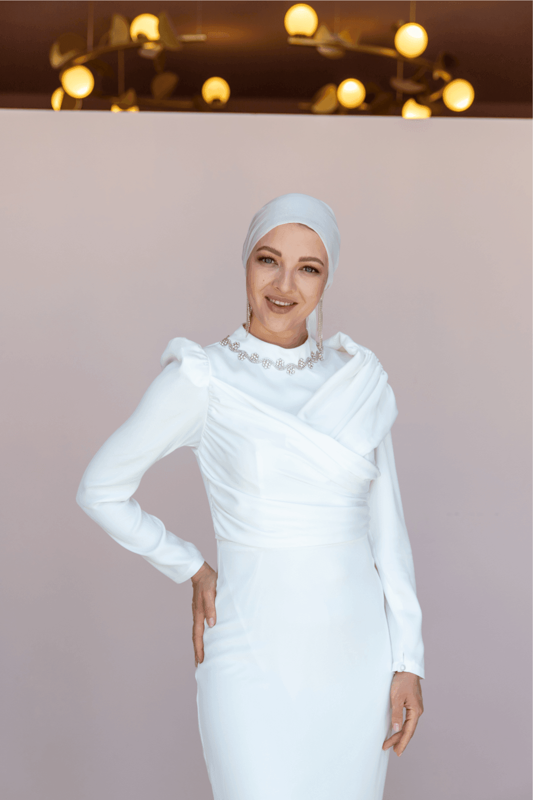 Esperanza Hijab Evening Dress - White