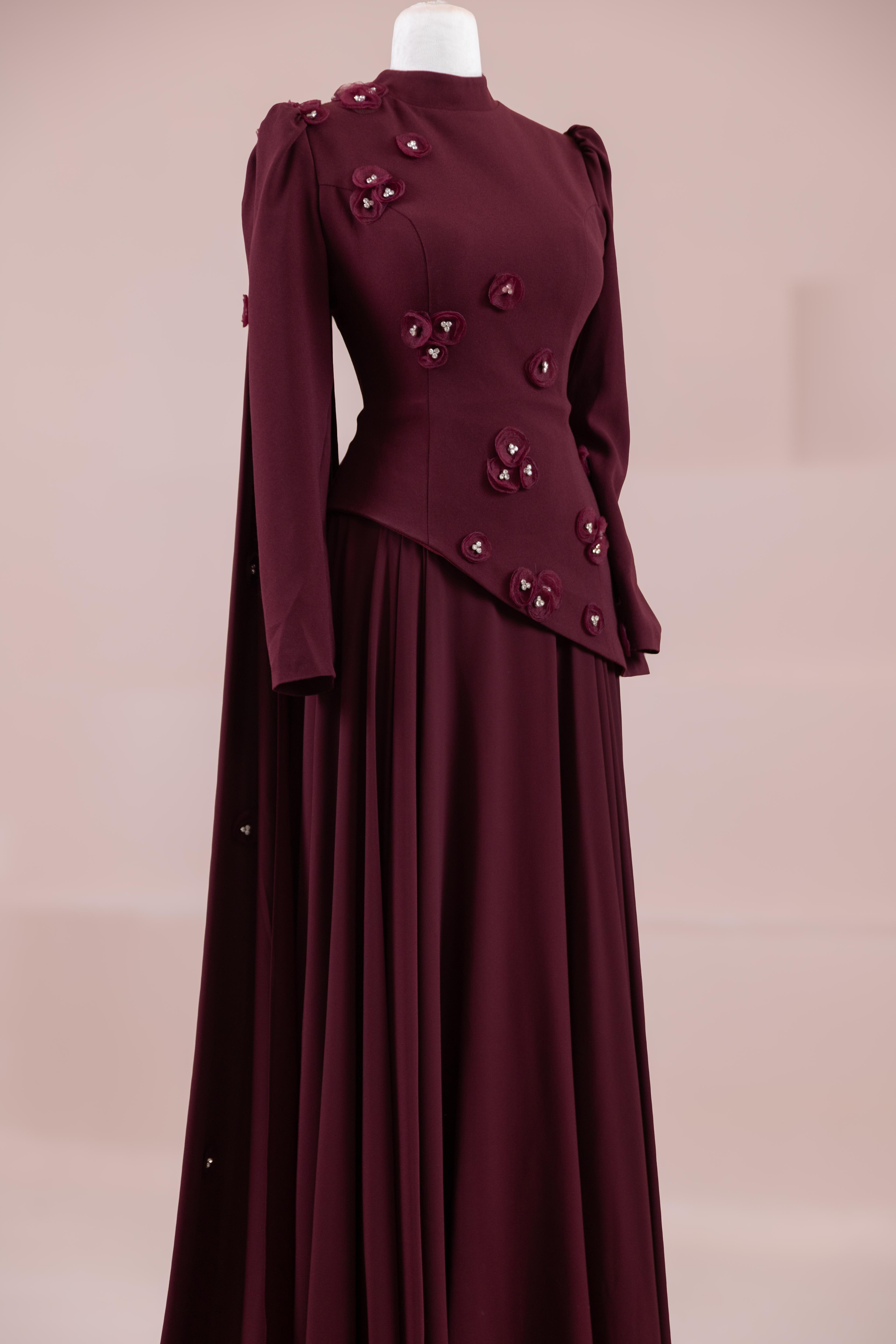 Çeliva Tesettür Abiye - Burgundy