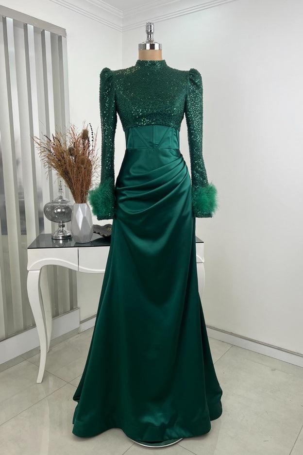 Sahra Hijab Evening Dress - Emerald