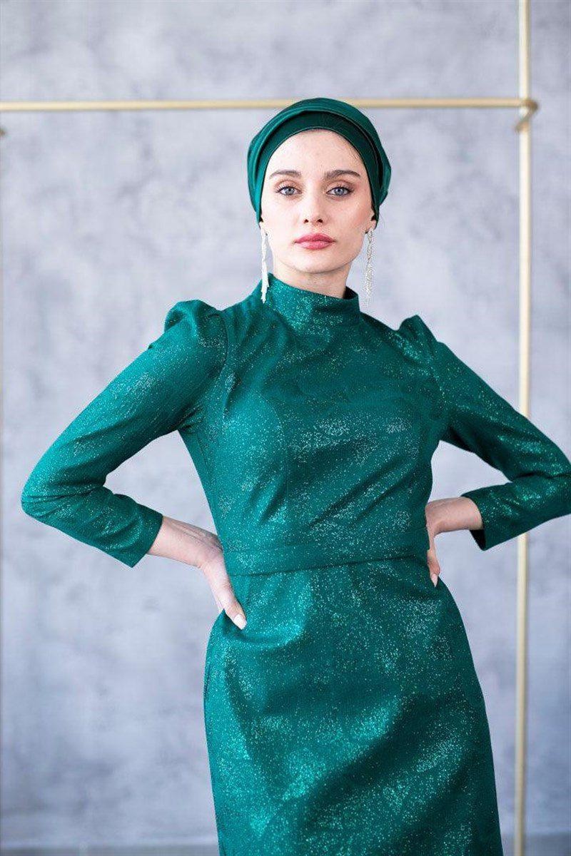 Dalya Hijab Evening Dress - Emerald