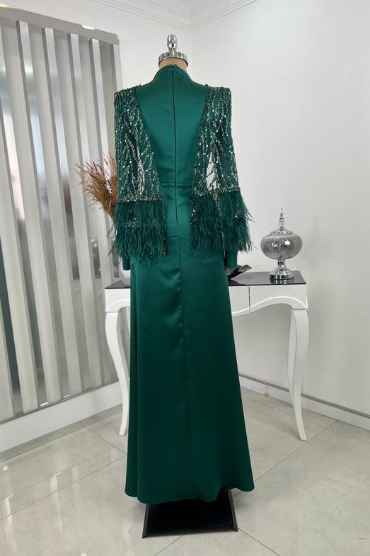 Lily Hijab Evening Dress - Green