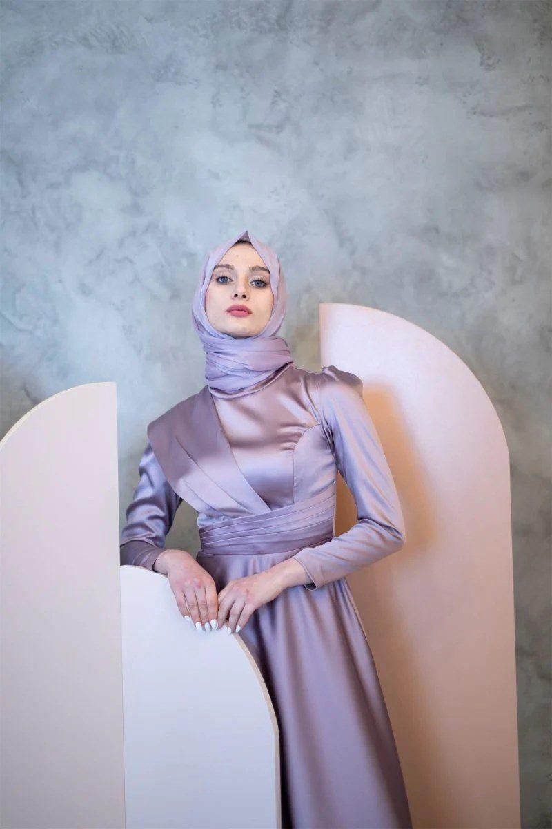 Helen Hijab Evening Dress - Lilac