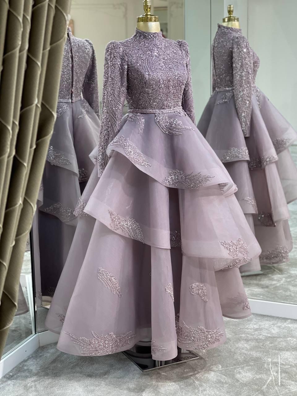 Nora Hijab Evening Dress - Lilac