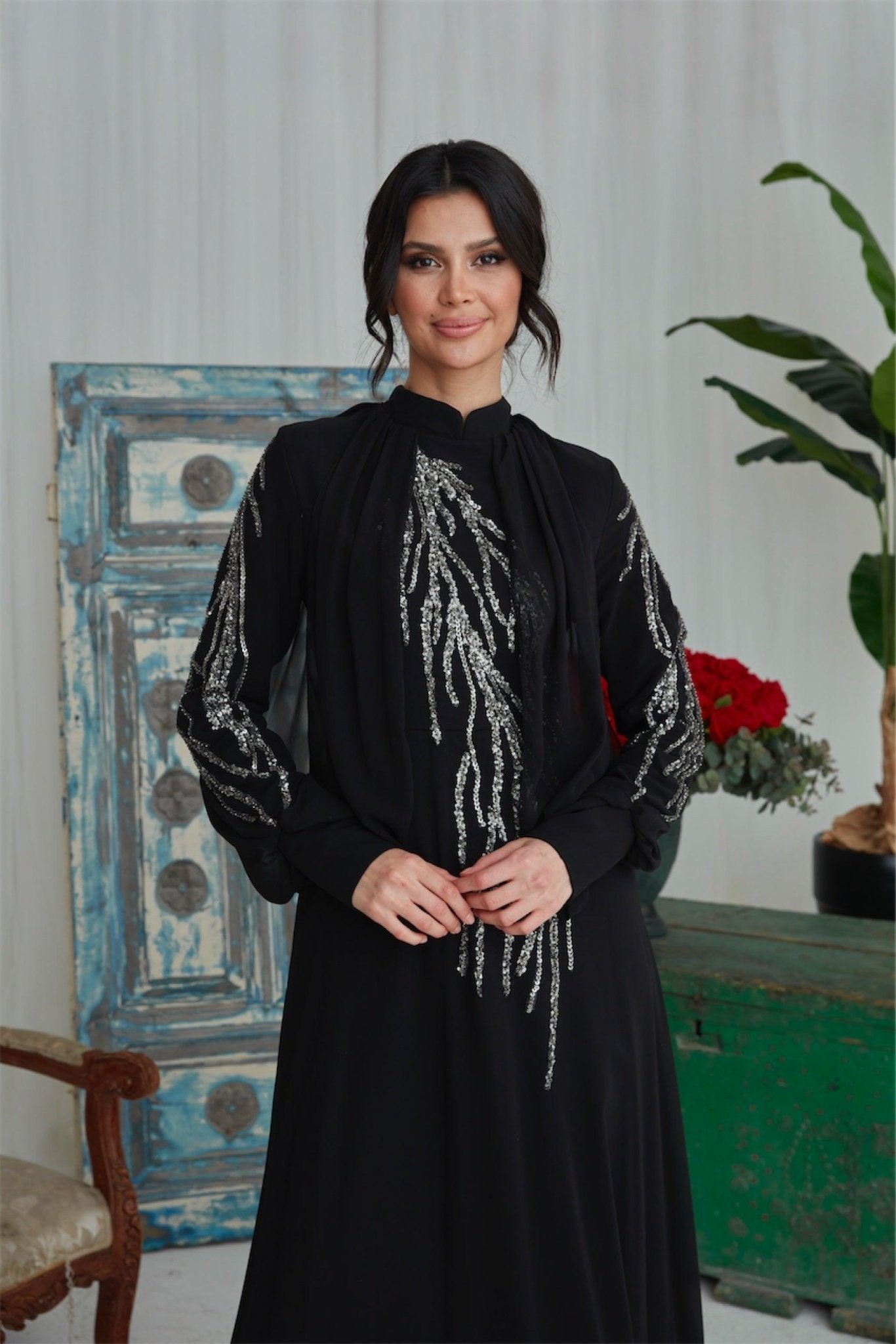 Nalan Hijab-Abendkleid – Schwarz
