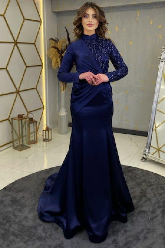 Sufa Hijab Abendkleid – Marineblau