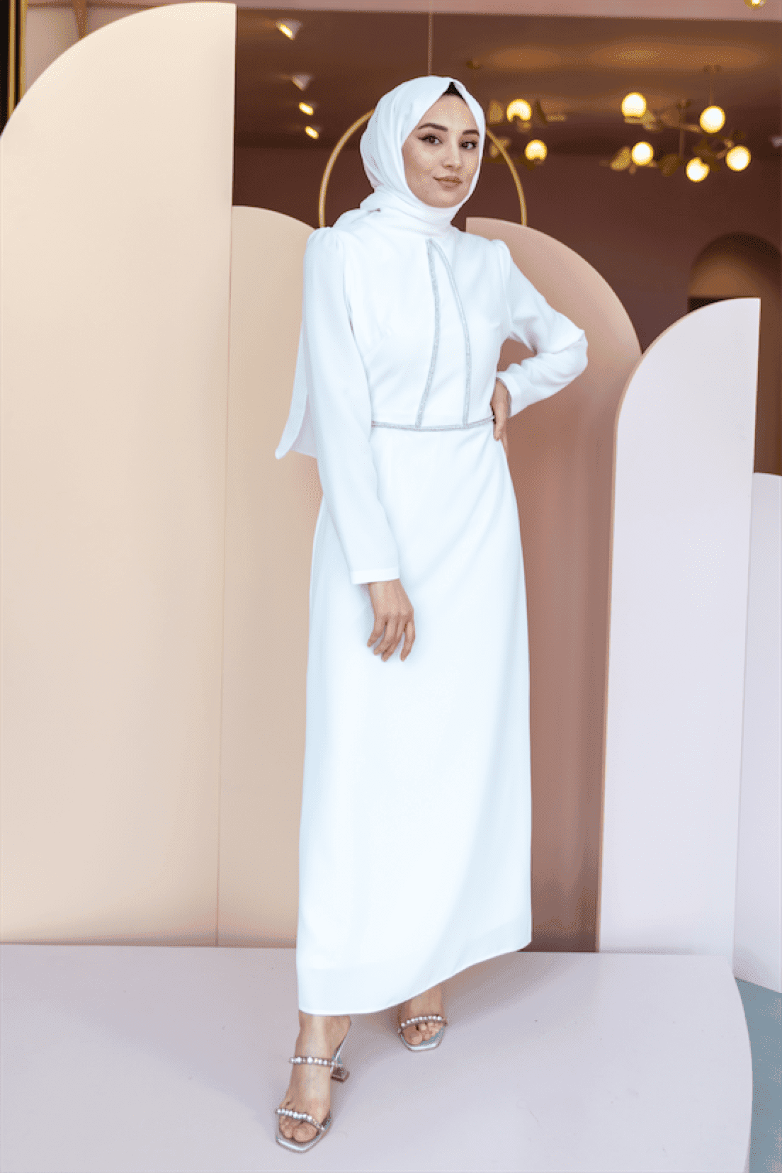 Alya Hijab Evening Dress - White