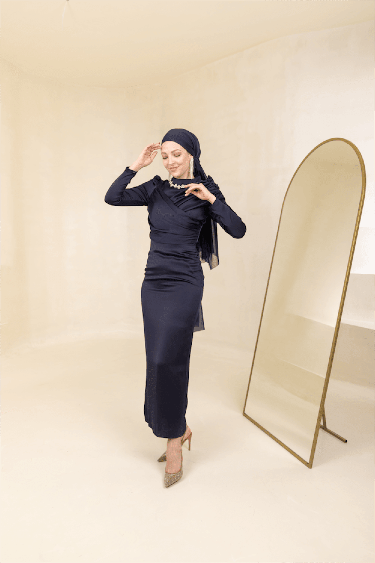 Esperanza Hijab Evening Dress - Navy Blue