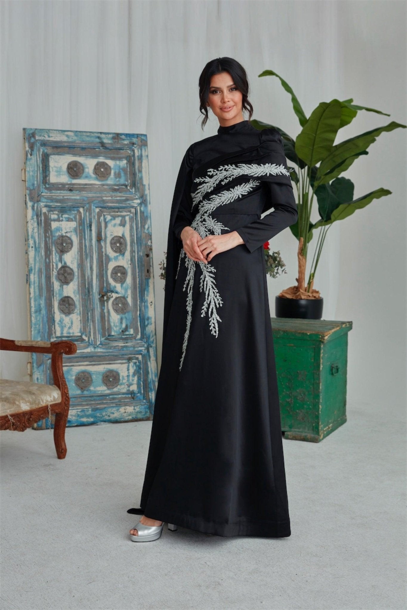 Emily Hijab Abendkleid – Ölgrün