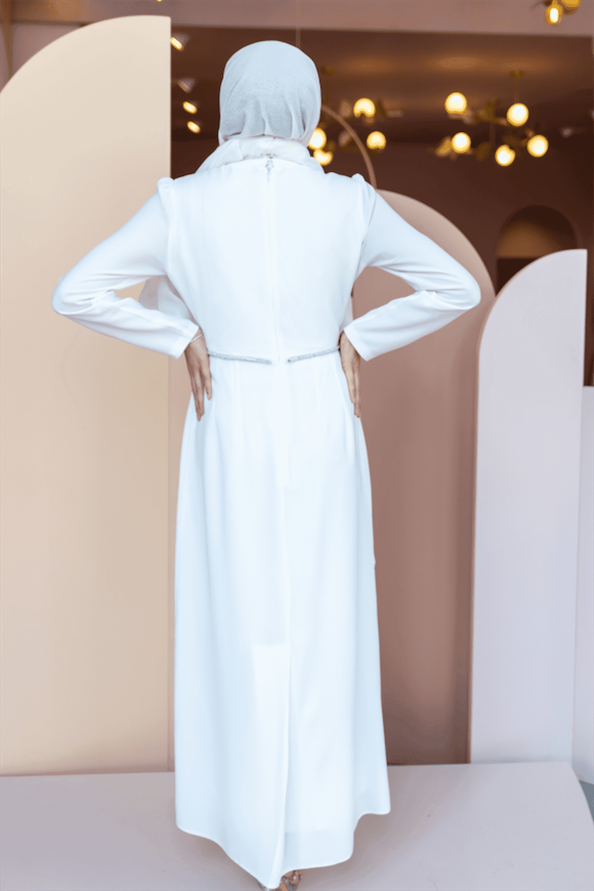 Alya Hijab Evening Dress - White