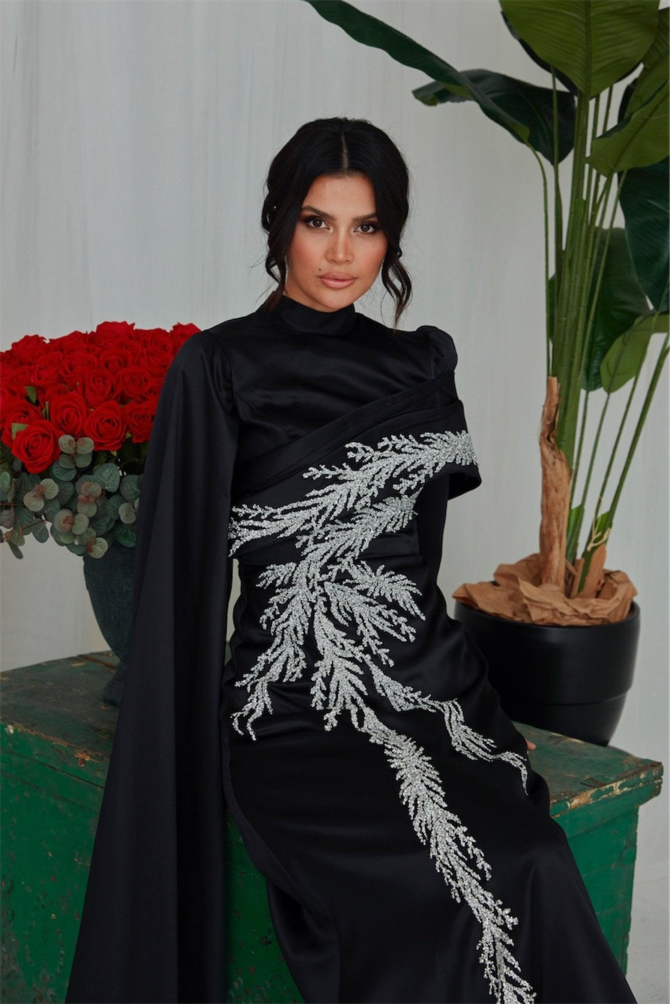 Emily Hijab Abendkleid – Ölgrün