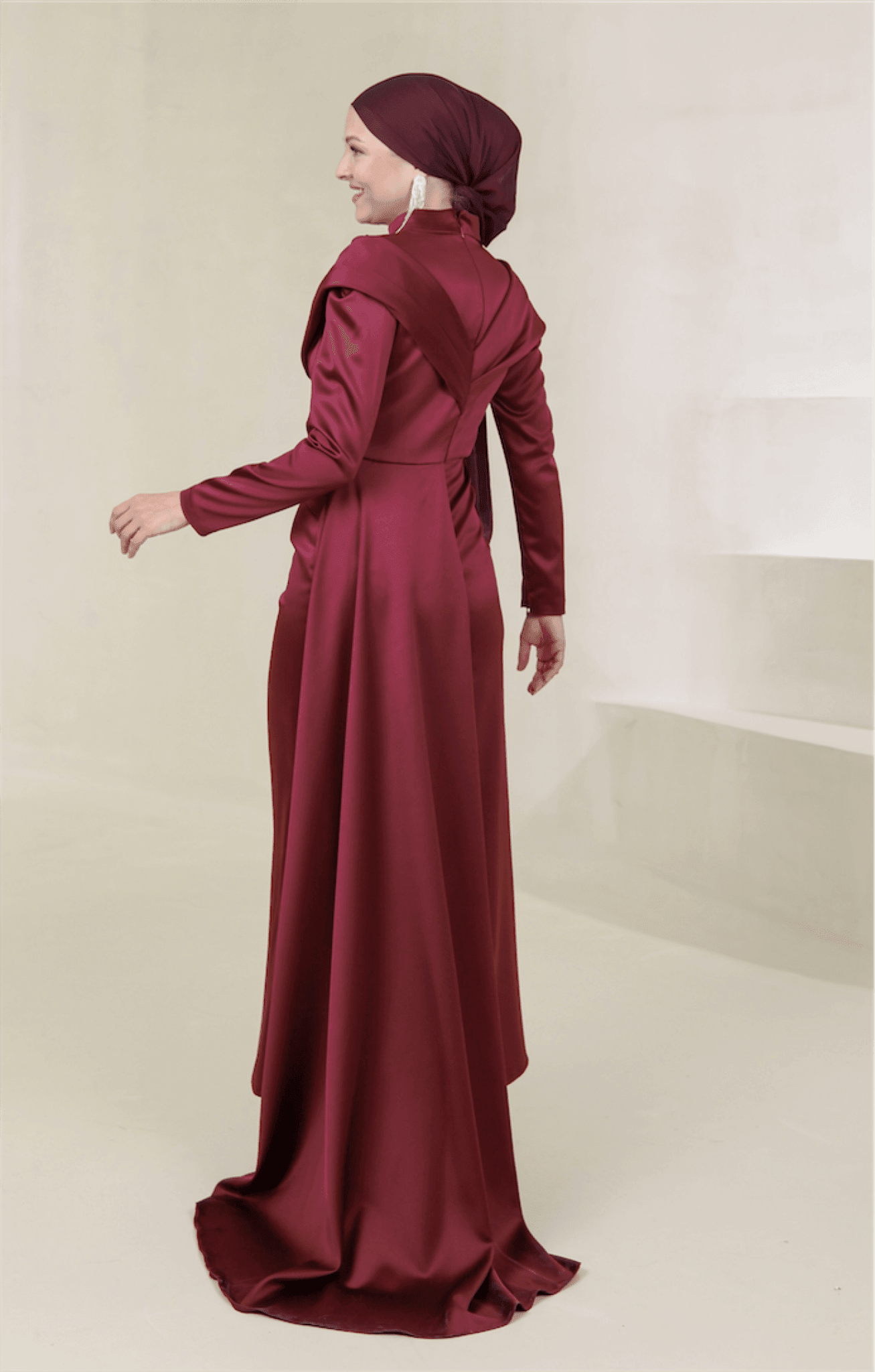 Glorinda Hijab Evening Dress - Claret Red