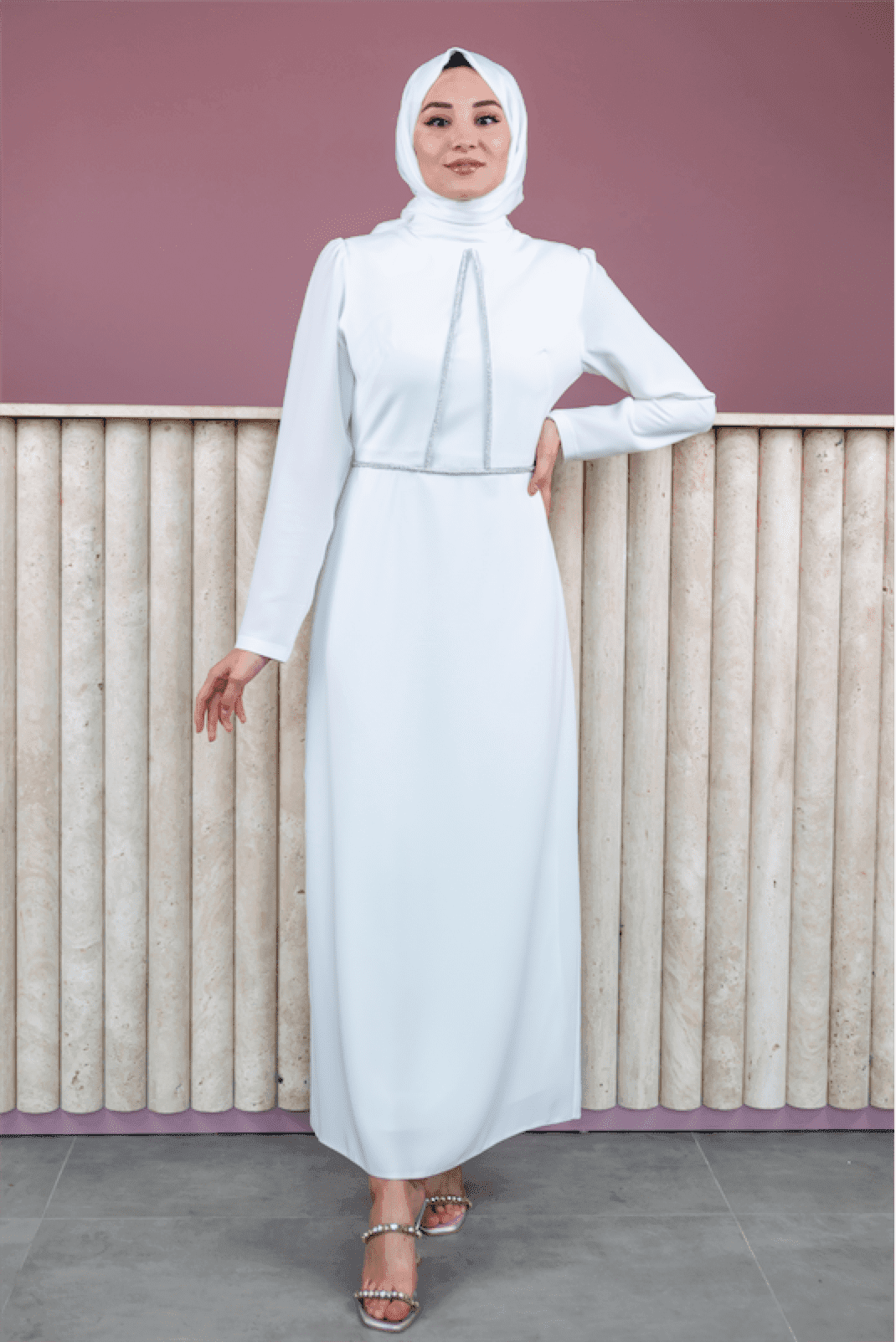 Alya Hijab Evening Dress - White