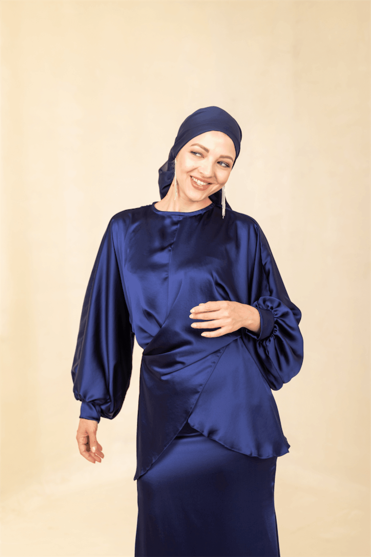 Felicita Hijab Evening Dress - Navy